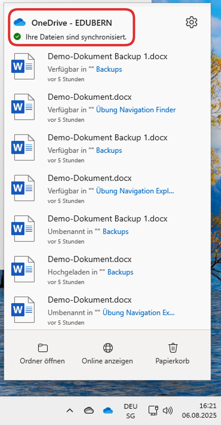 OneDrive: Neuste Aktivitäten